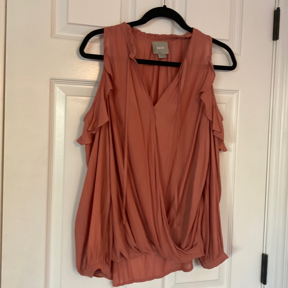 Maeve cold shoulder blouse! Gorgeous pink color.